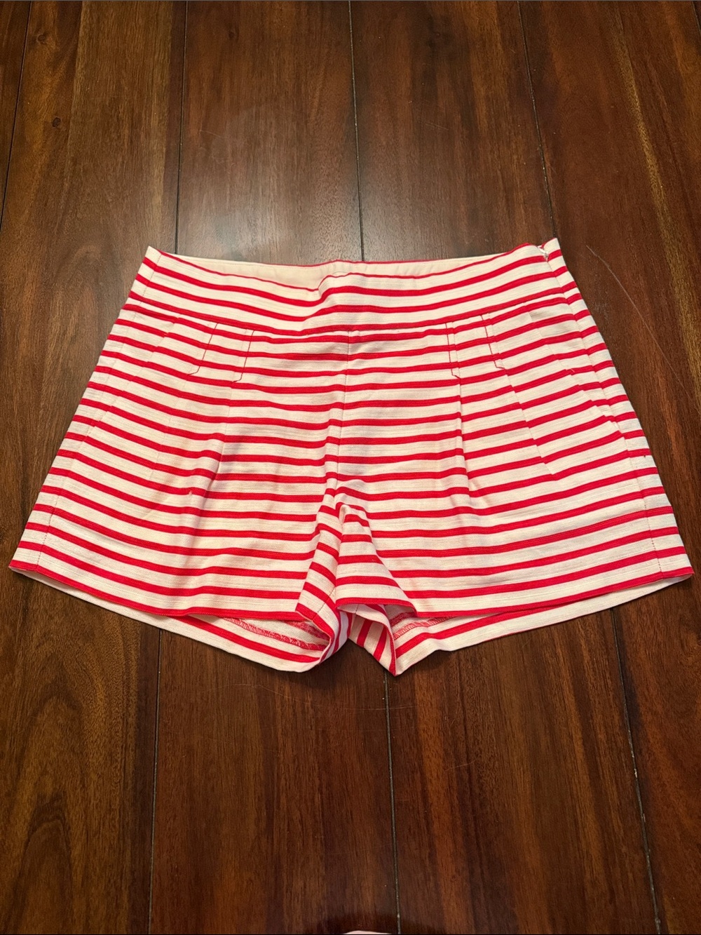 J. Crew Red White Striped Shorts Size 4 Side Zip Nautical